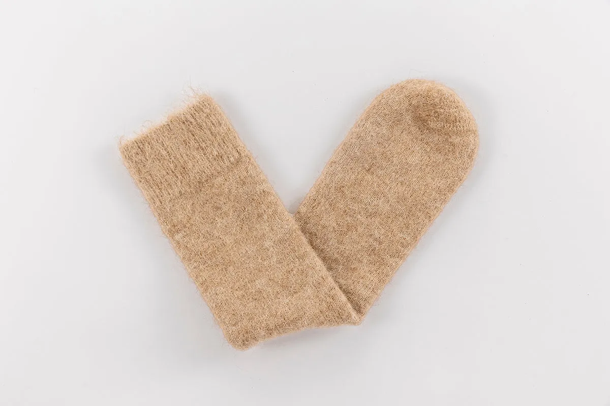 Ultra Soft Plain Fawn Alpaca Bed Socks