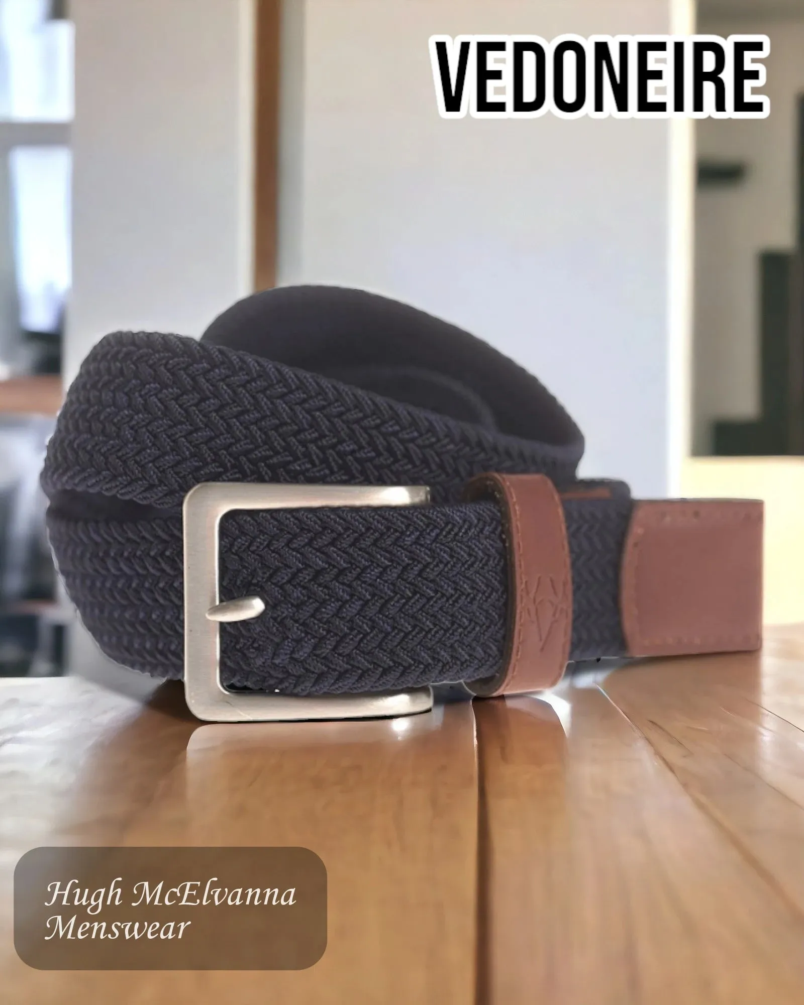 Vedoneire Solid Navy Stretch Belt