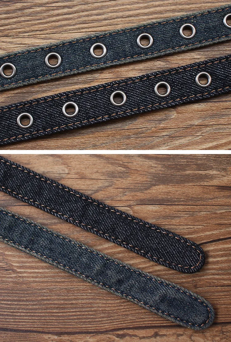 Vintage Women Denim Slim Belts Denim Blue Belts Vintage Belts For Women