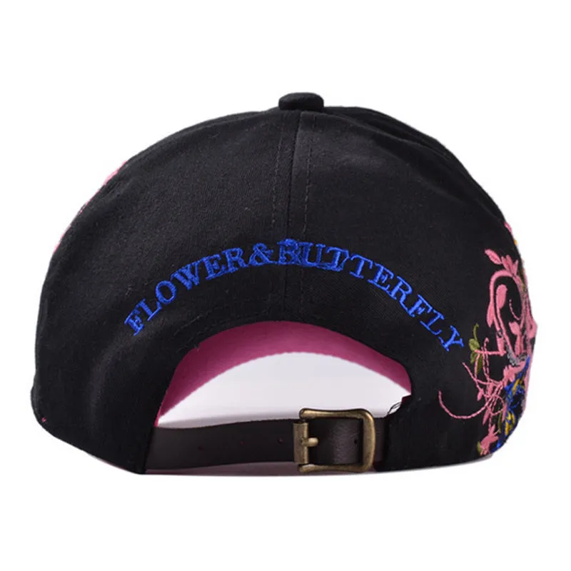 Women Butterflies Flower Embroidery Caps Women Casual Snapback Cap