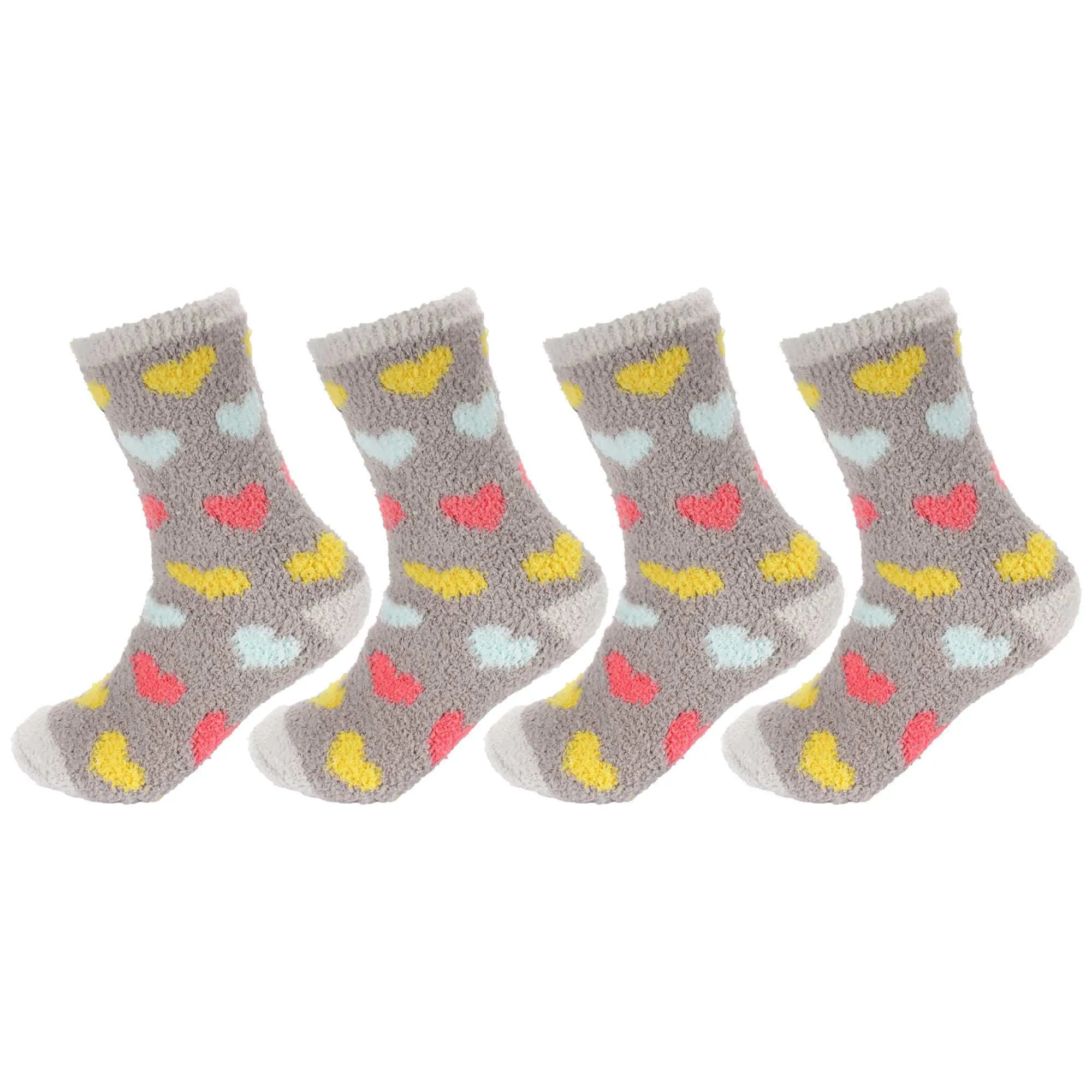 Women's Soft and Cozy Fuzzy Assorted Crew Socks - 4 Pair