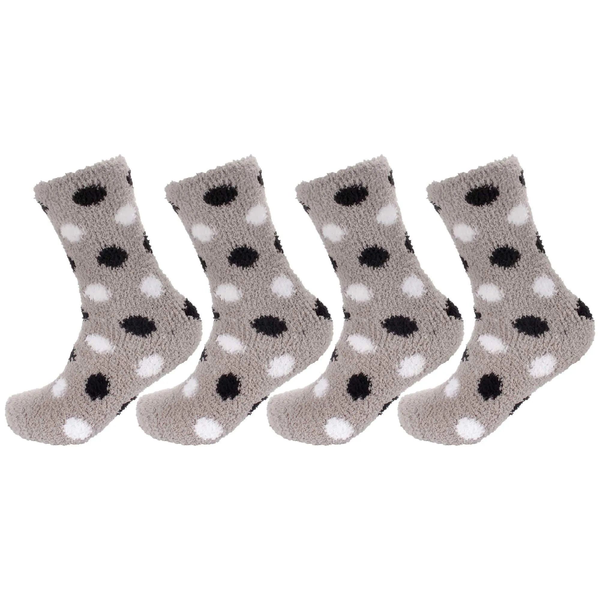 Women's Soft and Cozy Fuzzy Assorted Crew Socks - 4 Pair