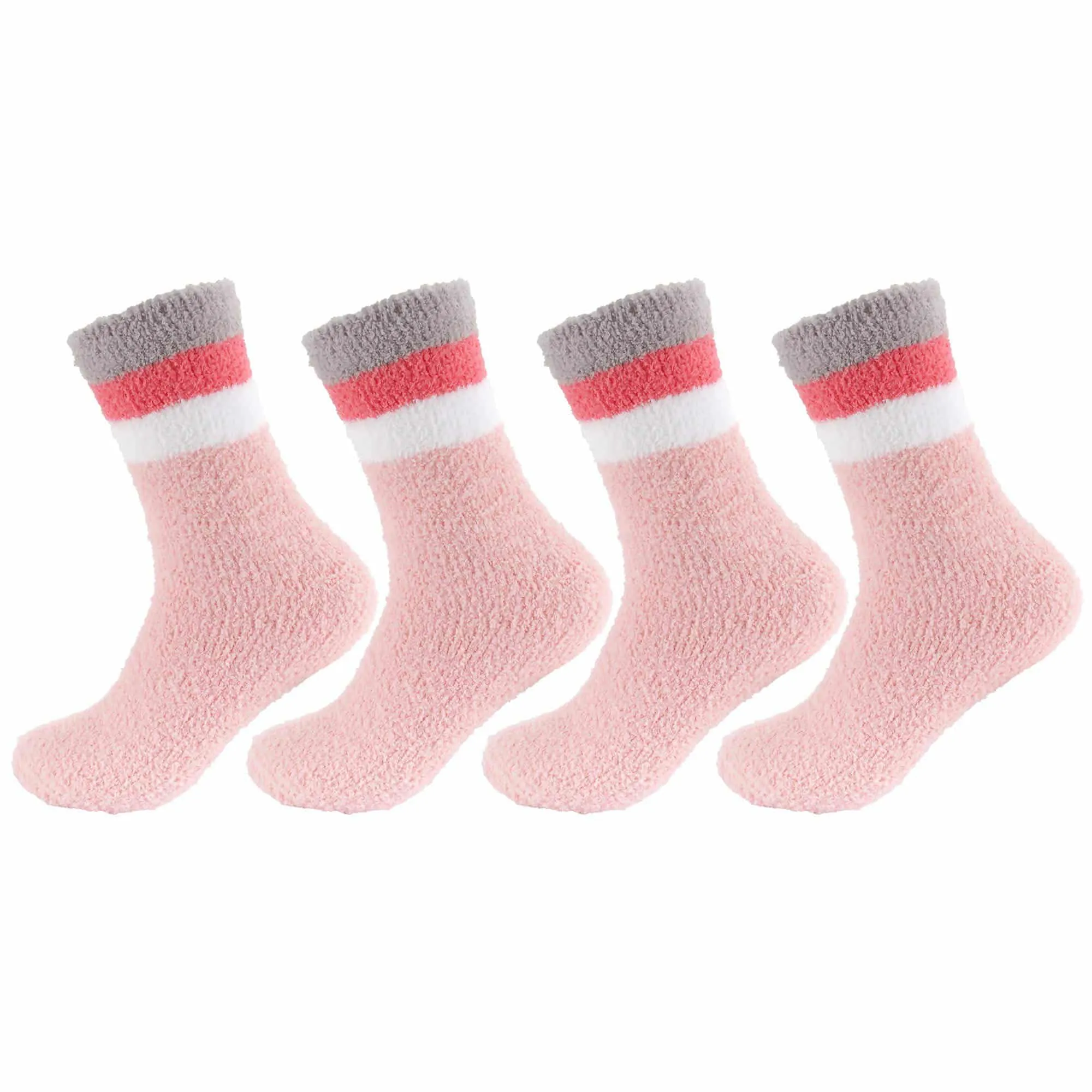 Women's Soft and Cozy Fuzzy Assorted Crew Socks - 4 Pair