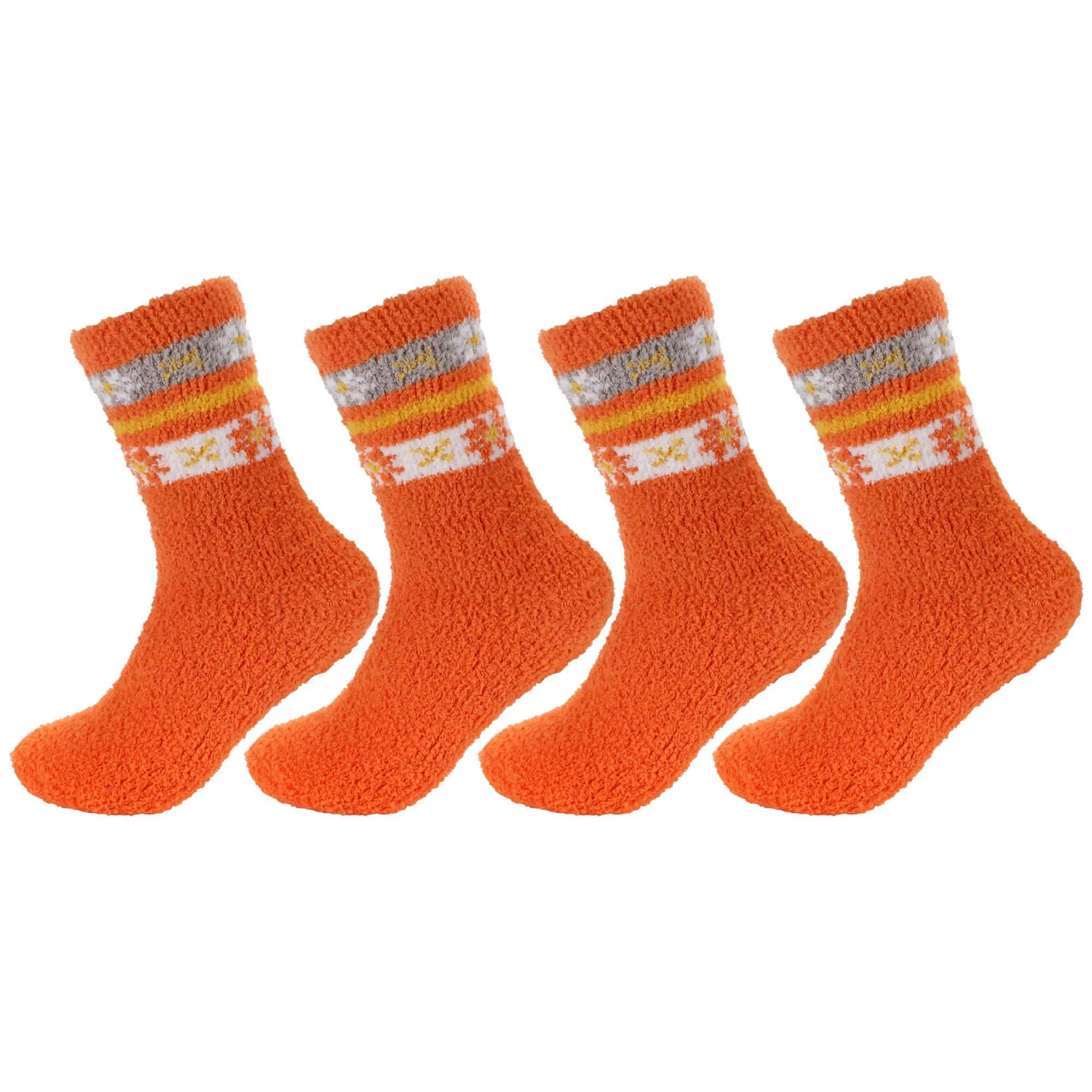 Women's Soft and Cozy Fuzzy Assorted Crew Socks - 4 Pair