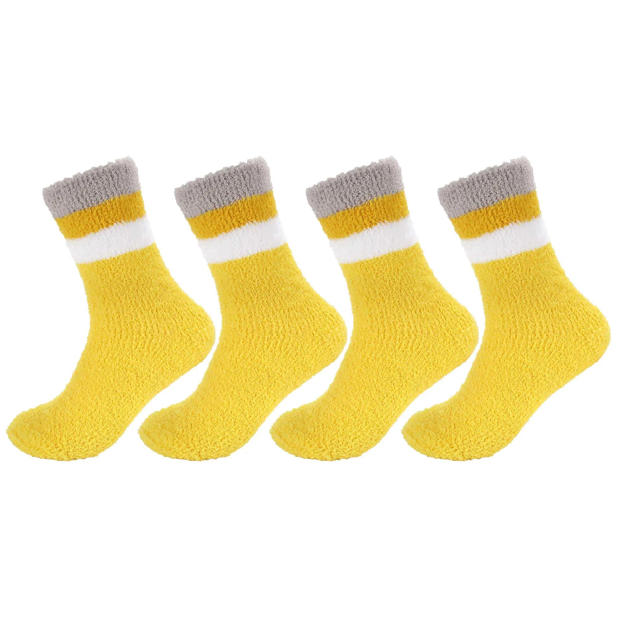 Women's Soft and Cozy Fuzzy Assorted Crew Socks - 4 Pair