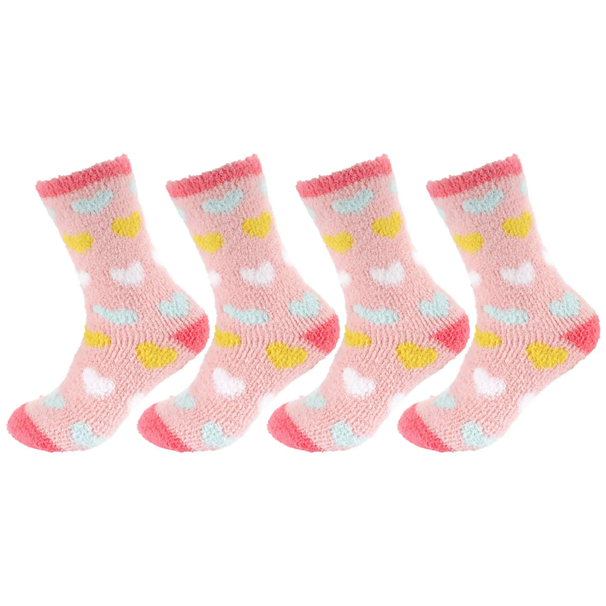 Women's Soft and Cozy Fuzzy Assorted Crew Socks - 4 Pair