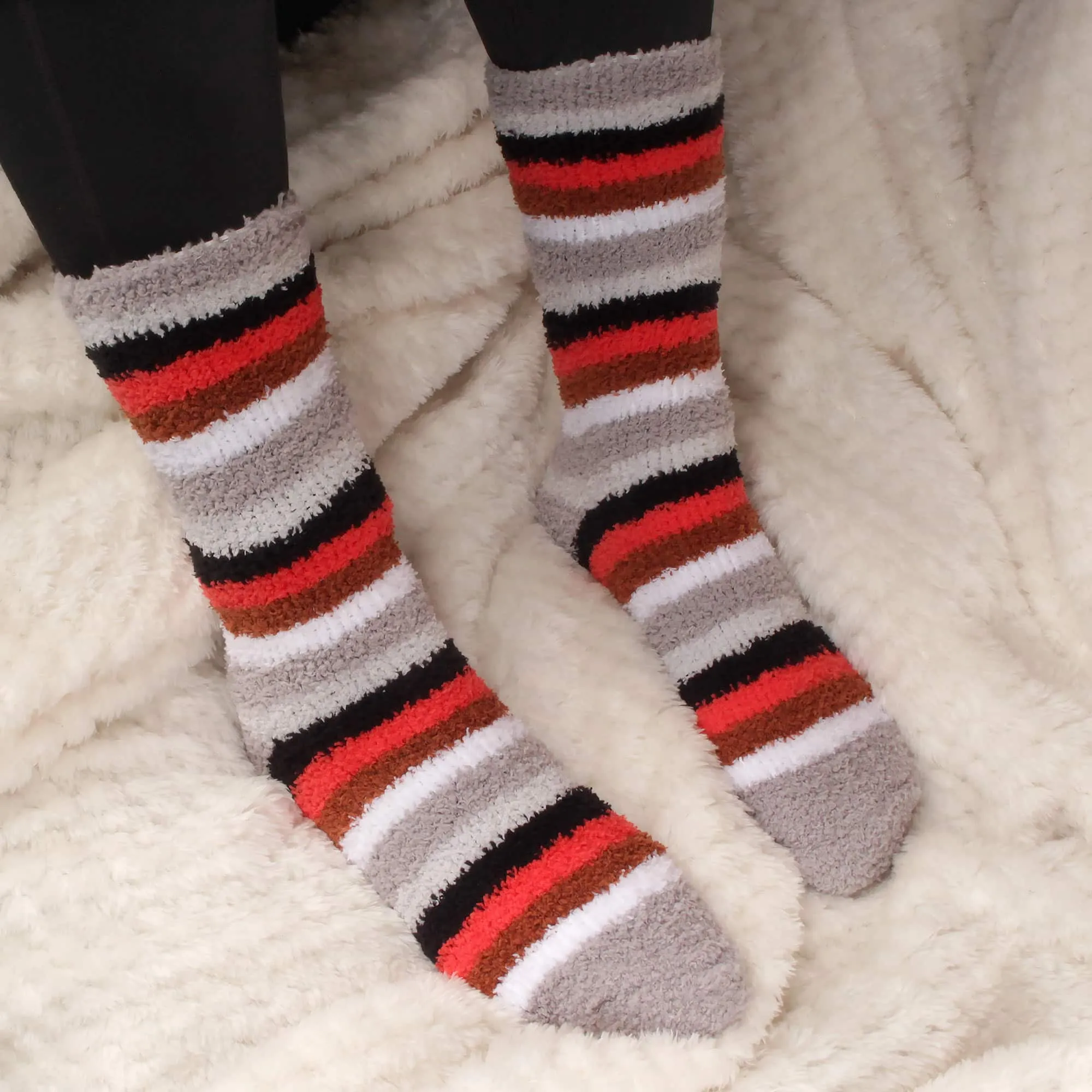 Women's Soft and Cozy Fuzzy Assorted Crew Socks - 4 Pair