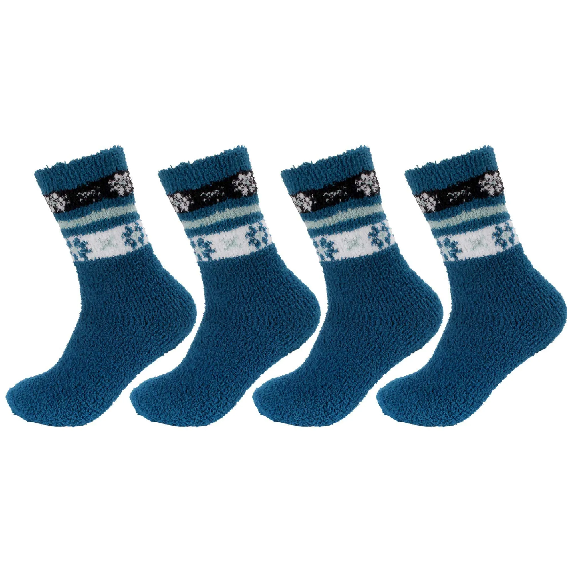 Women's Soft and Cozy Fuzzy Assorted Crew Socks - 4 Pair