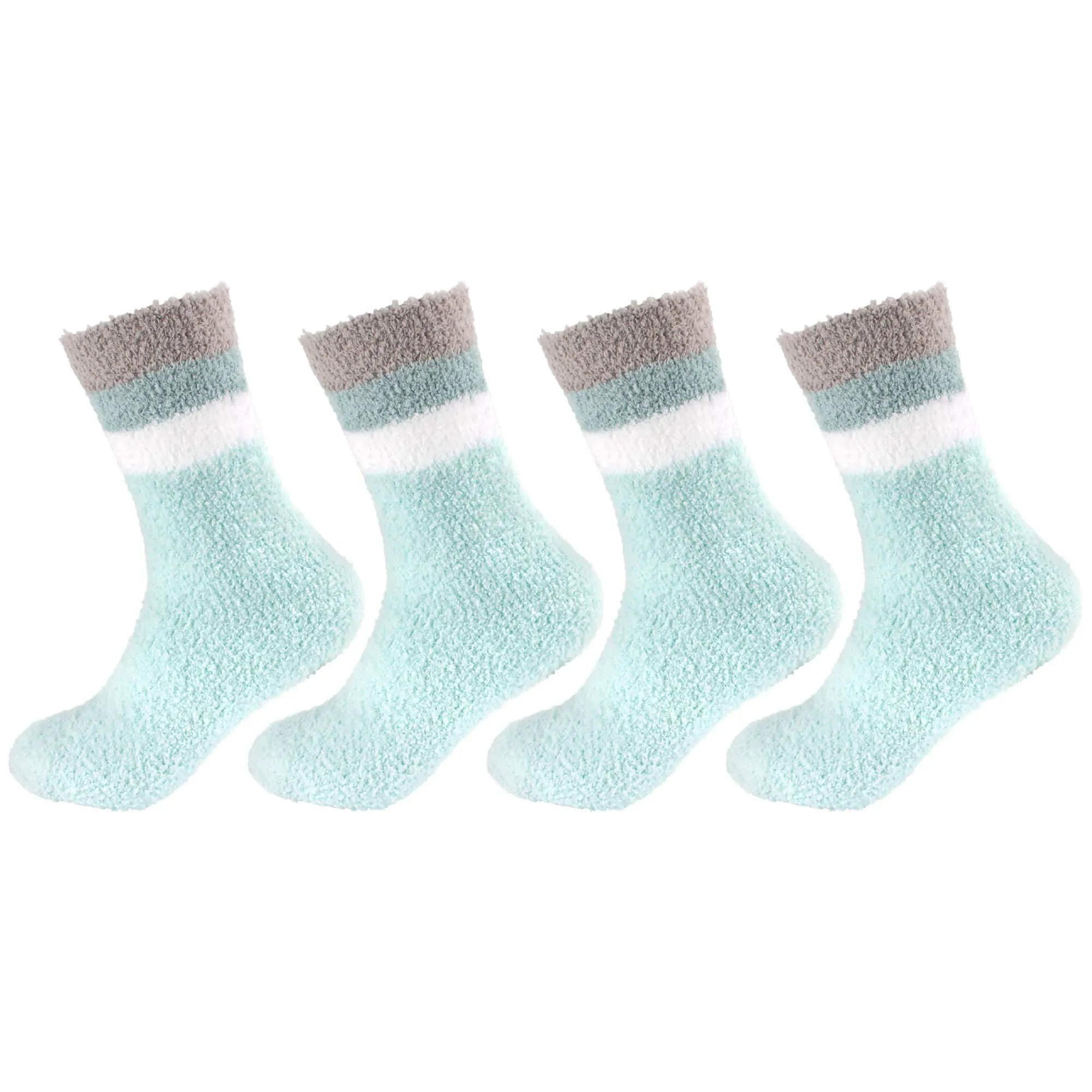 Women's Soft and Cozy Fuzzy Assorted Crew Socks - 4 Pair