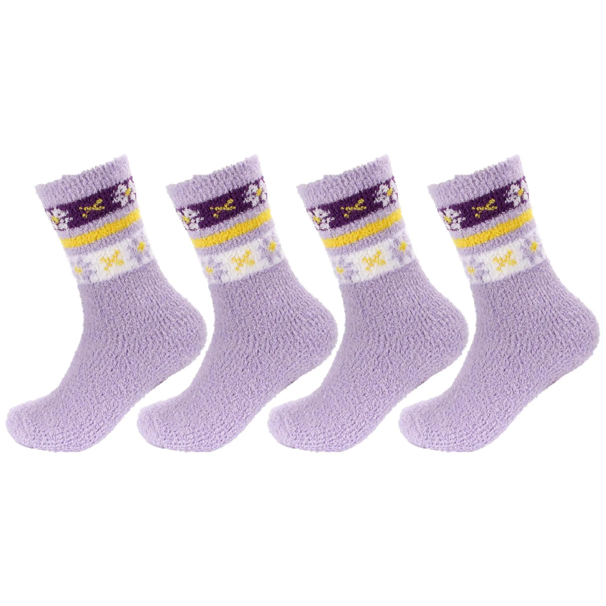 Women's Soft and Cozy Fuzzy Assorted Crew Socks - 4 Pair