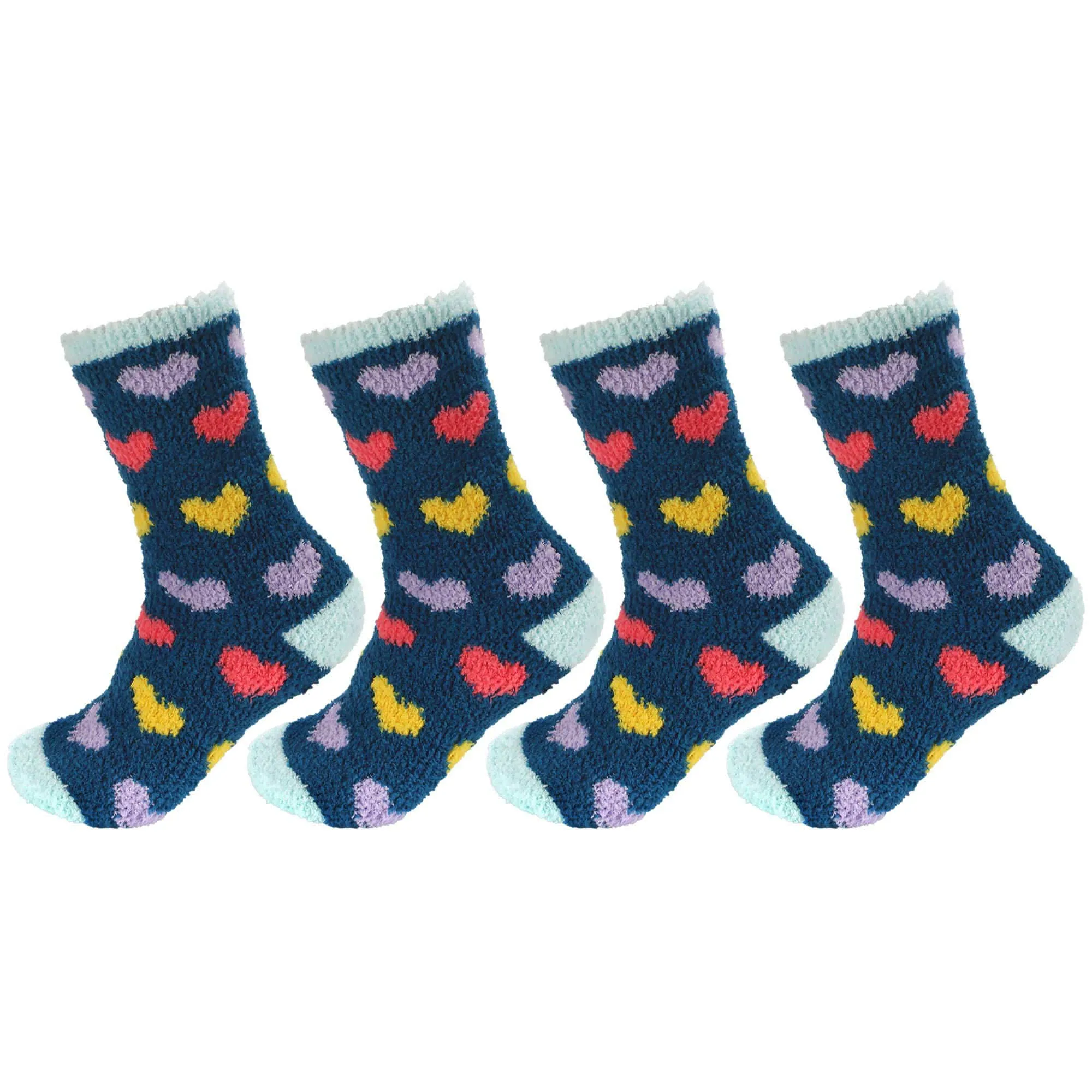 Women's Soft and Cozy Fuzzy Assorted Crew Socks - 4 Pair