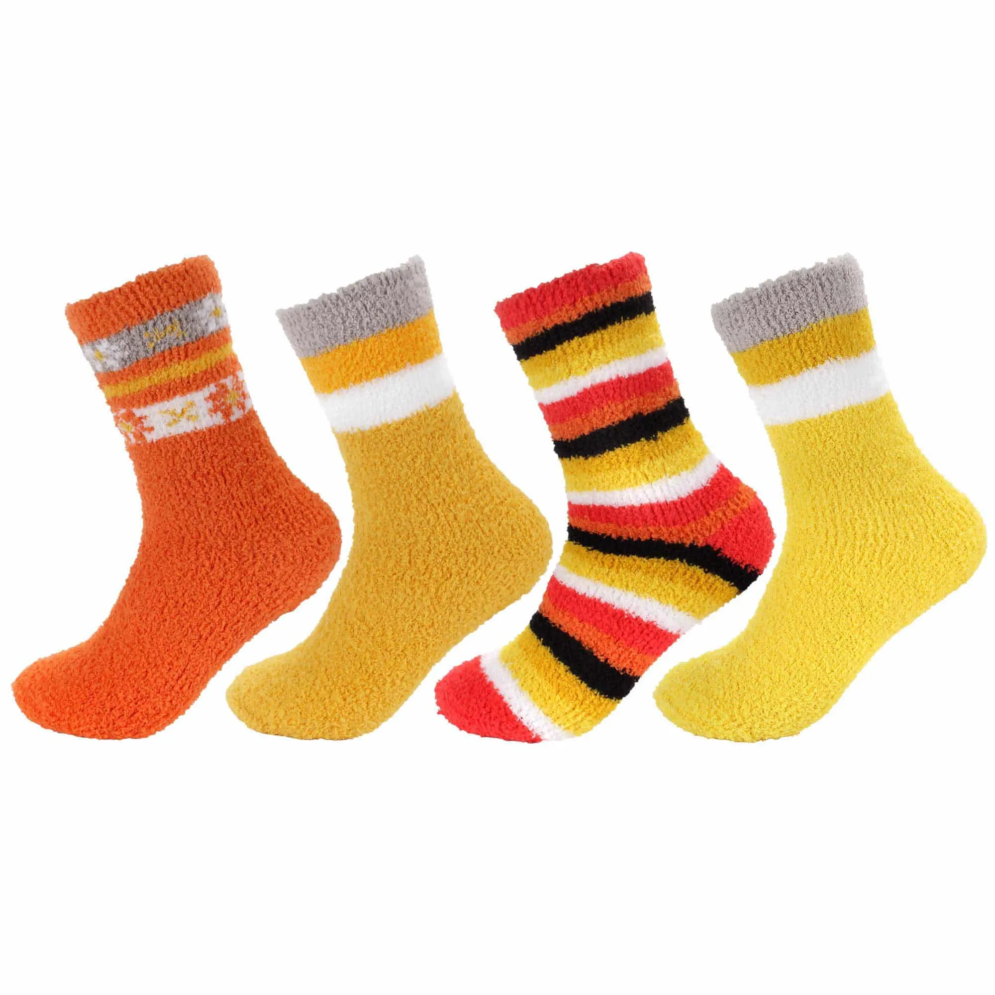 Women's Soft and Cozy Fuzzy Assorted Crew Socks - 4 Pair