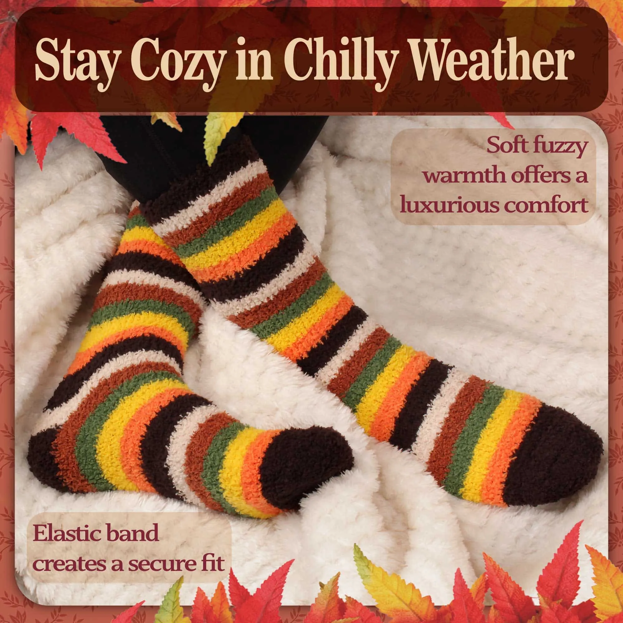 Women's Soft and Cozy Fuzzy Assorted Crew Socks - 4 Pair