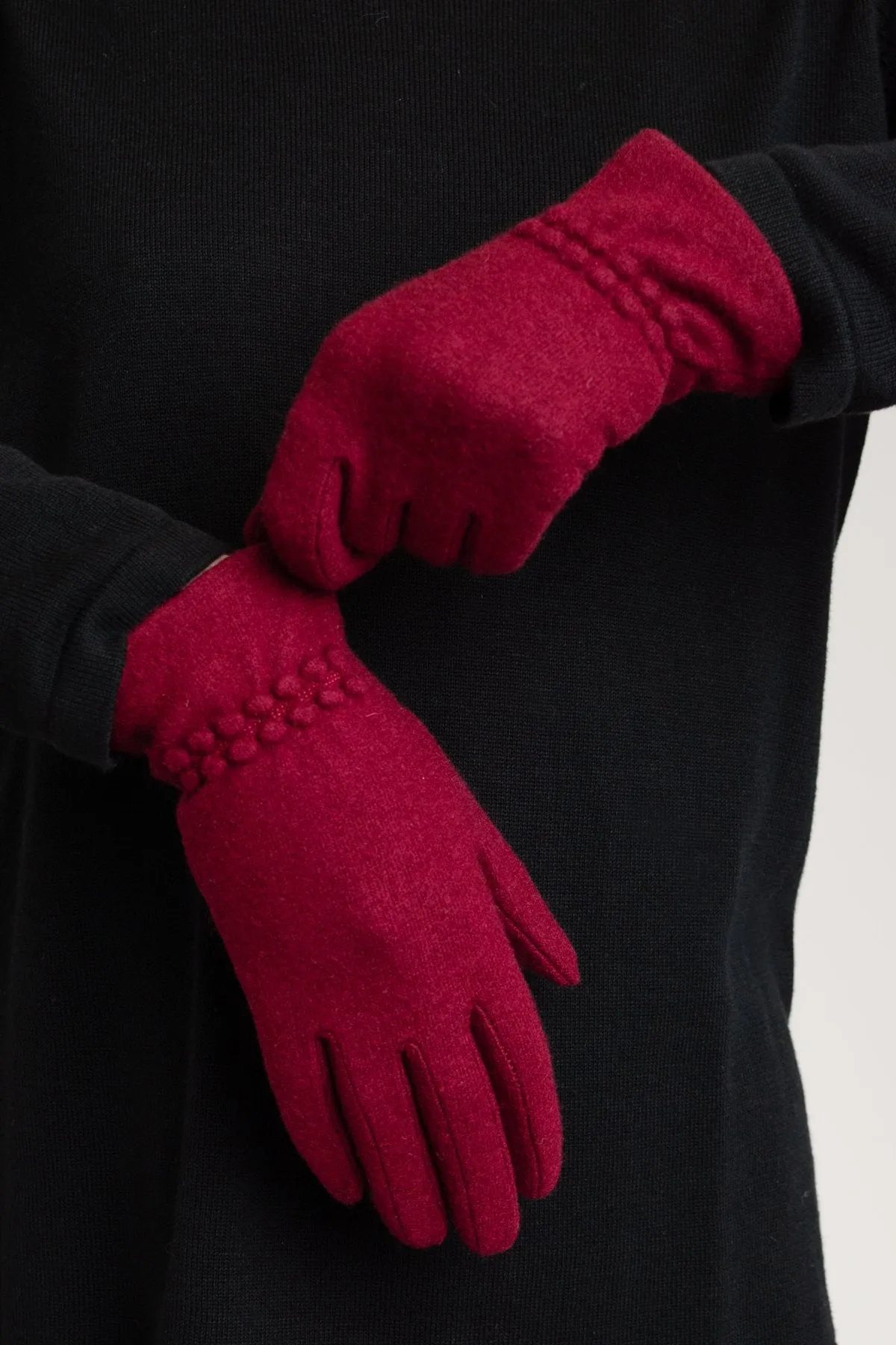 Wool Gloves, Burgundy