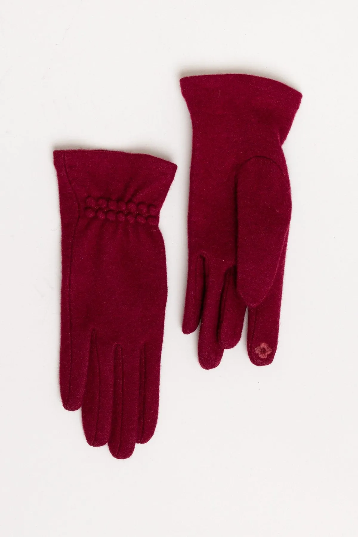 Wool Gloves, Burgundy