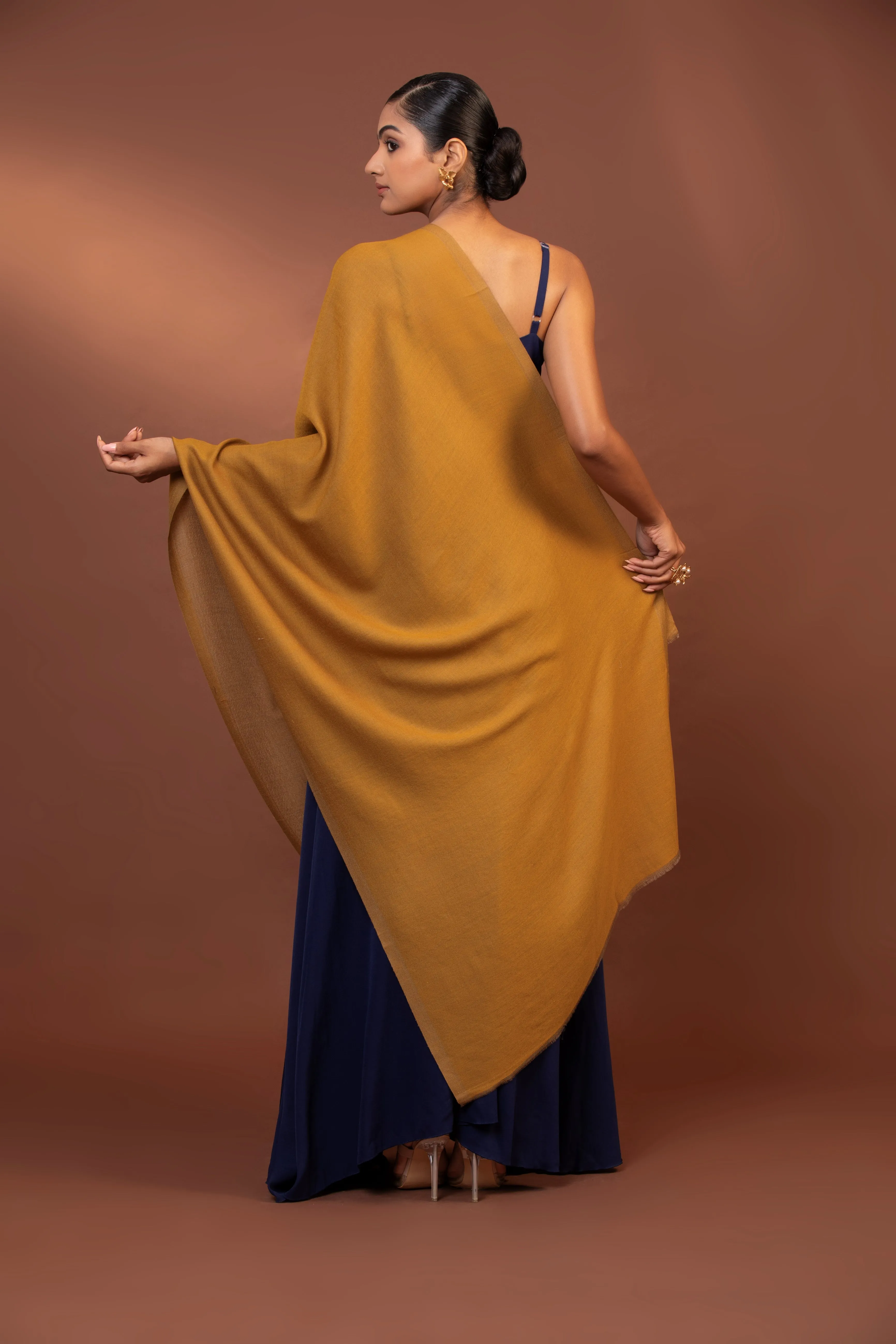 Yellow Reversible Fine Wool Shawl for Women - Stylish & Warm